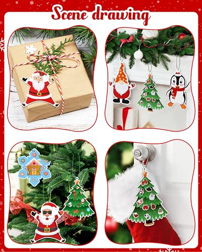 Vanmor 24Pcs DIY Christmas Craft Kit for Kids, Christmas Tree Paper Hanging  Ornaments, Make Your Own Ornament Kit with Stickers, Xmas Party